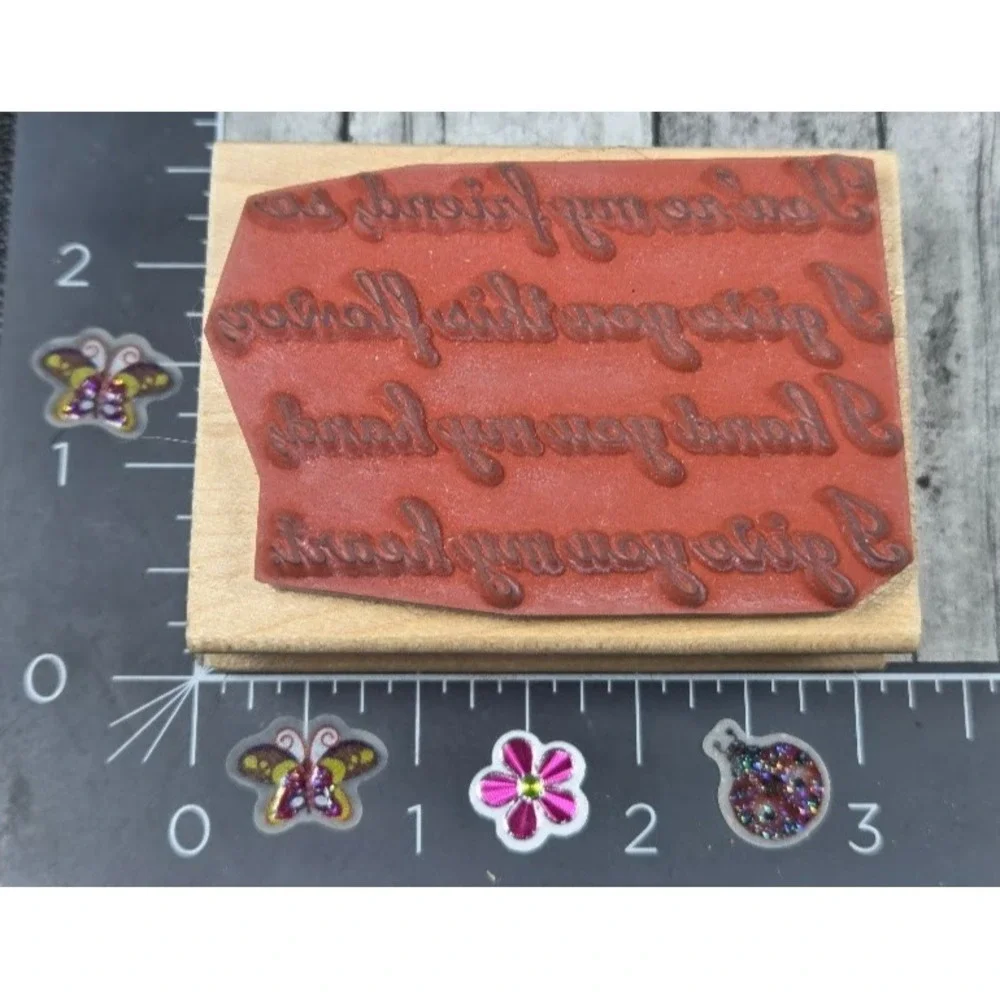 Great Impressions You're My Friend Give Flower Heart G162 Rubber Stamp Wood #K47